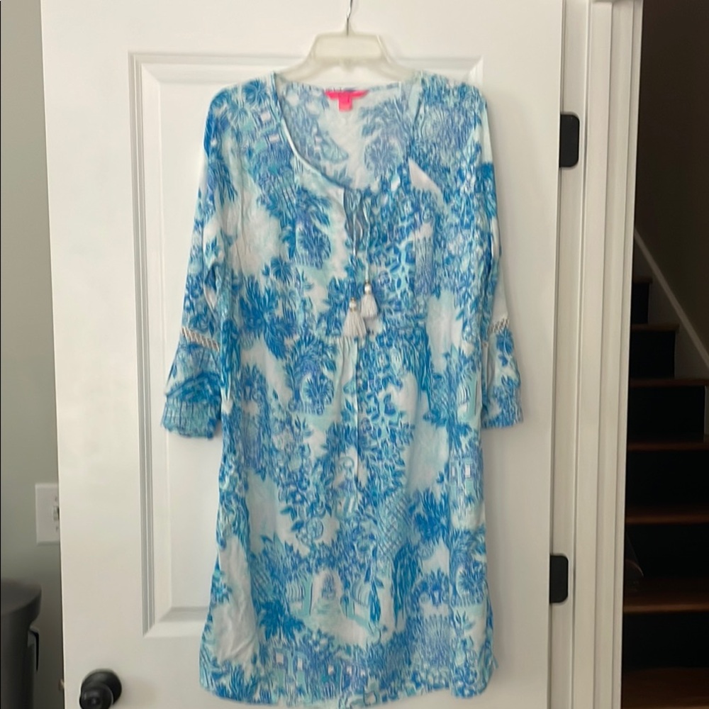 Blue and White Patterned Dress
